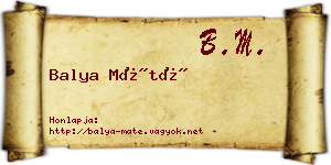 Balya Máté névjegykártya