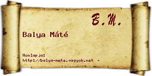 Balya Máté névjegykártya